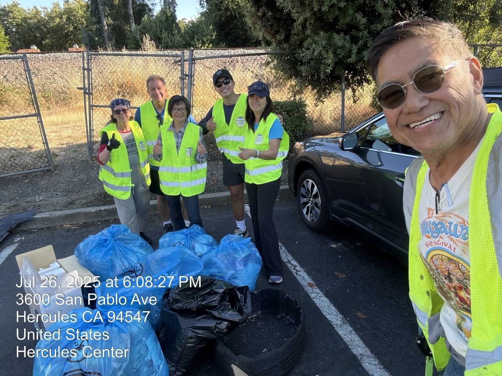 Volunteers at community cleanup event in Hercules, CA