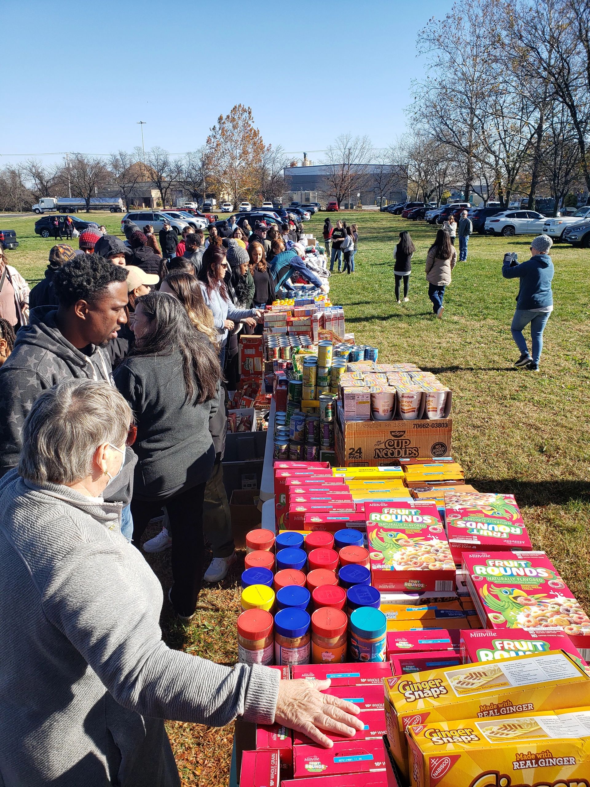 Community food drive in the park
